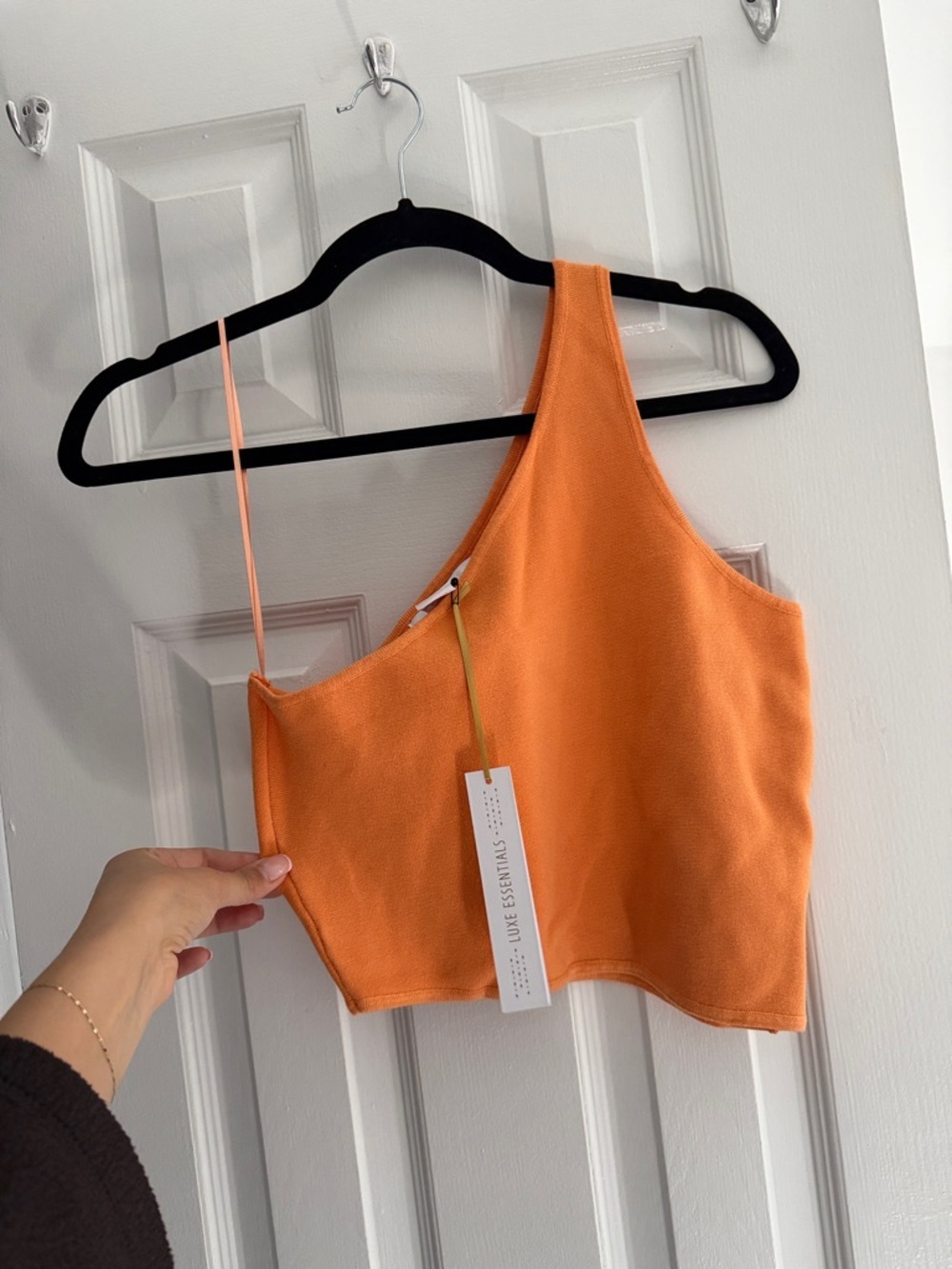 NWT House of Harlow One-Shoulder Orange Crop Top Small